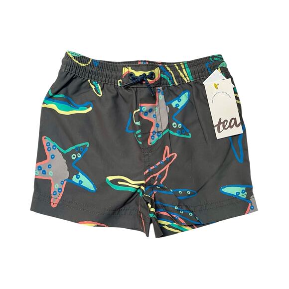 NWT Tea Collection Caribbean Reef Mid Length Swim Trunks Size 2 - Picture 1 of 4